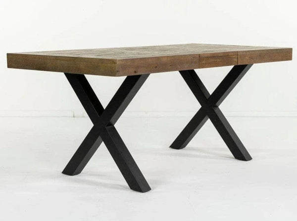 Brooklyn Extendable Cross Leg Dining Table (140cm - 180cm) & Grey Houston Dining Chairs