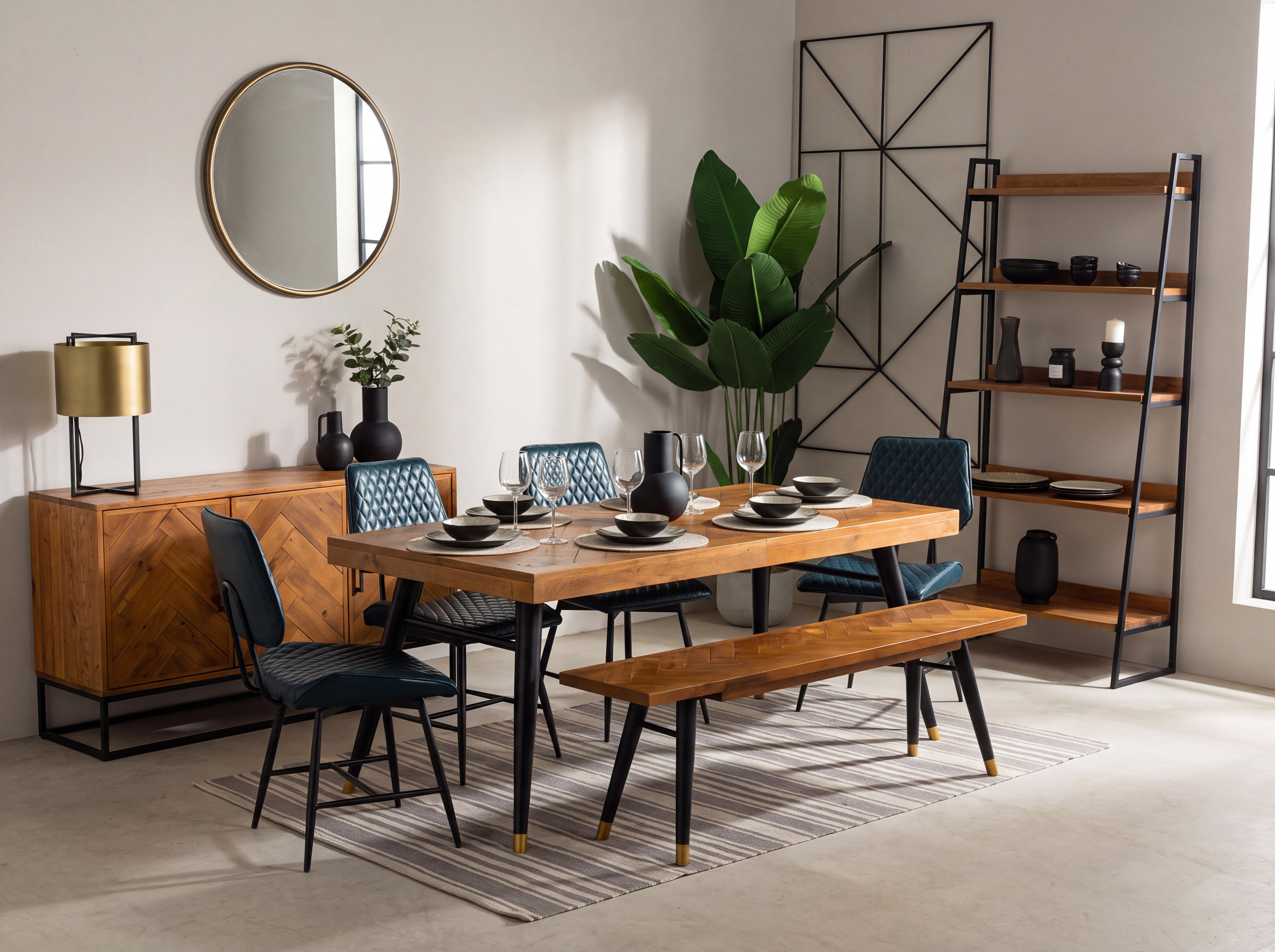 Mode 140-180cm Extendable Dining Table & Bench