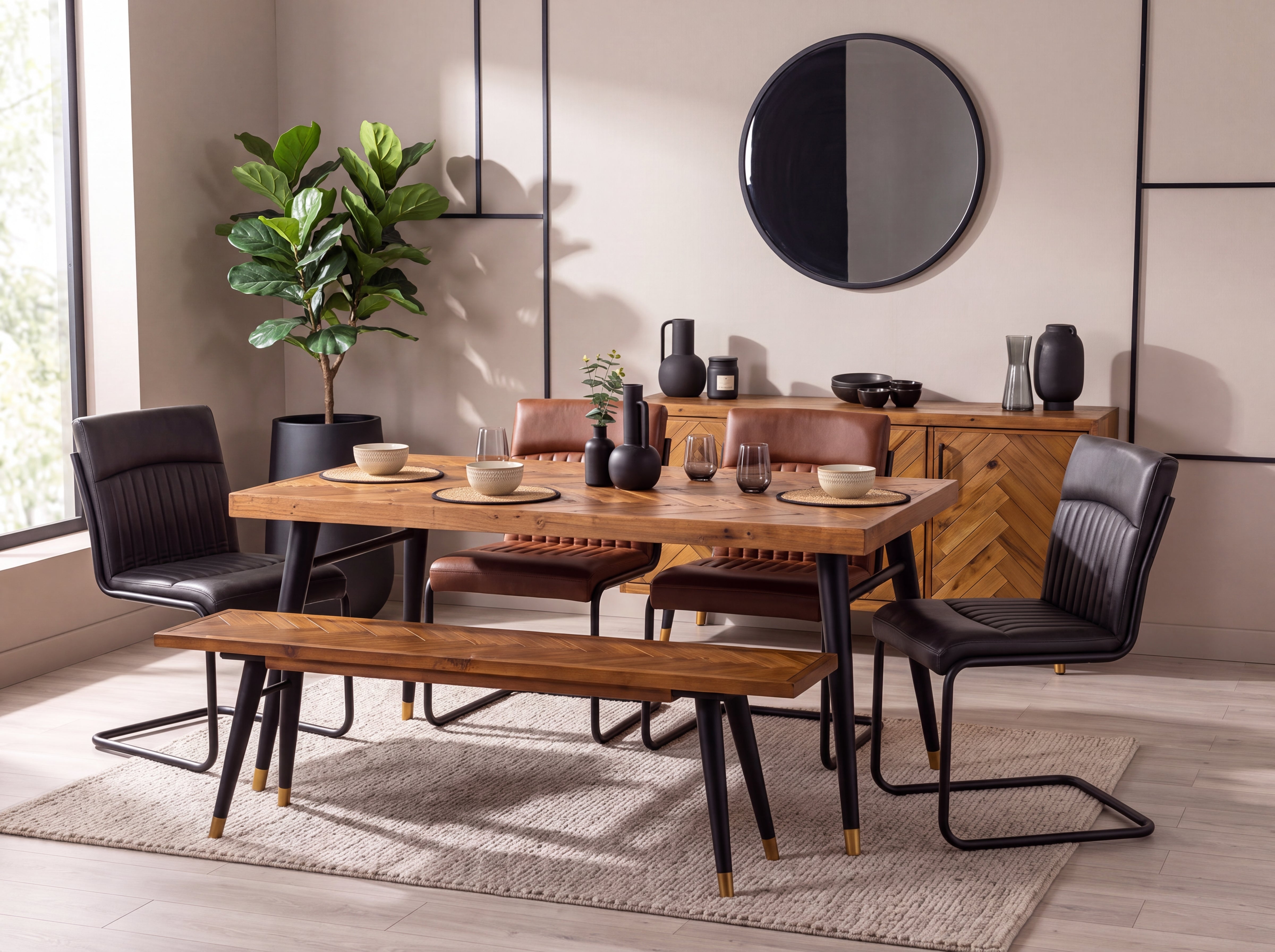 Mode Fixed Top Dining Table (180cm) & Grey Auburn Dining Chairs