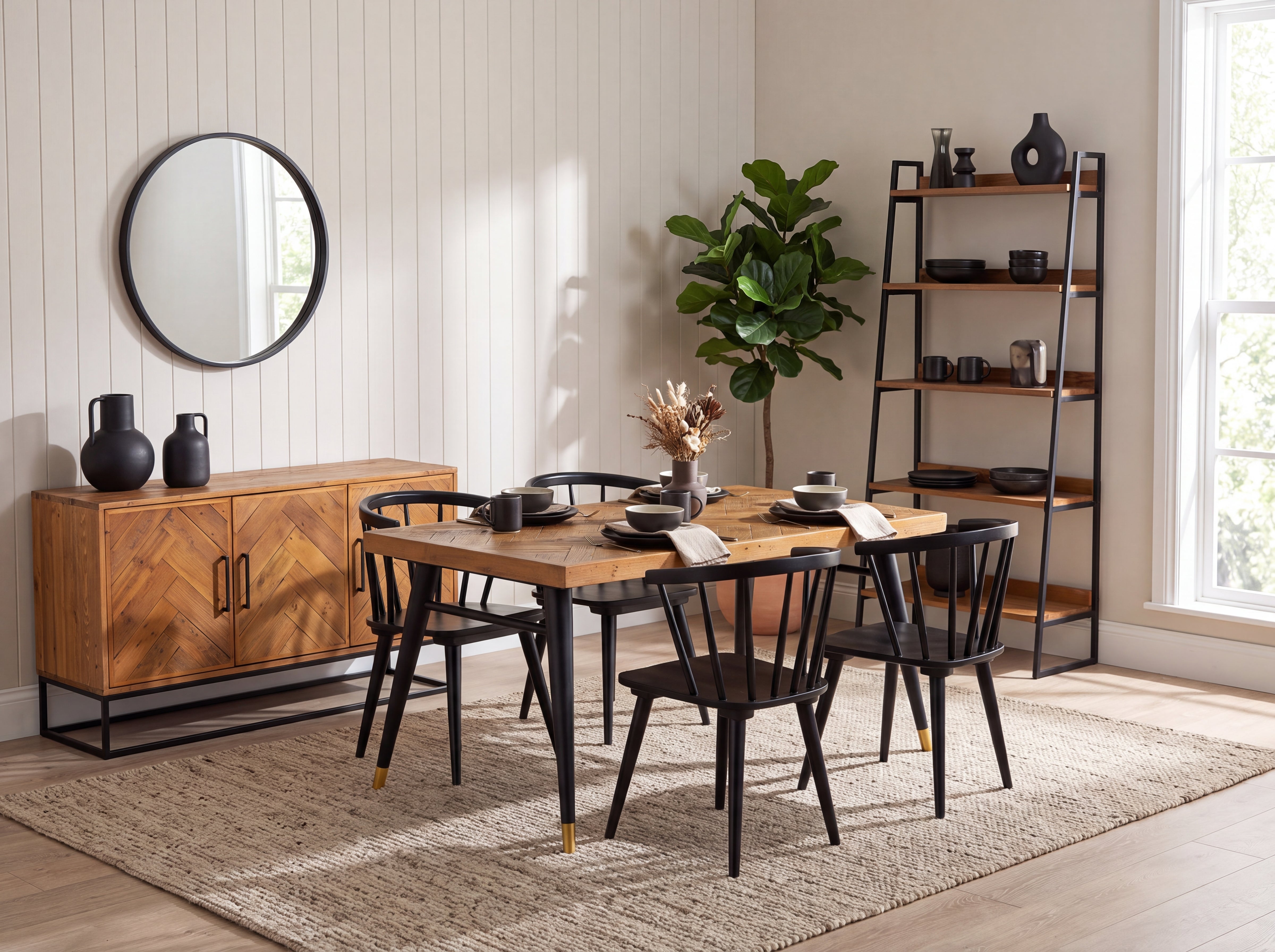 Mode 140-180cm Extendable Dining Table & Bogart Dining Chairs