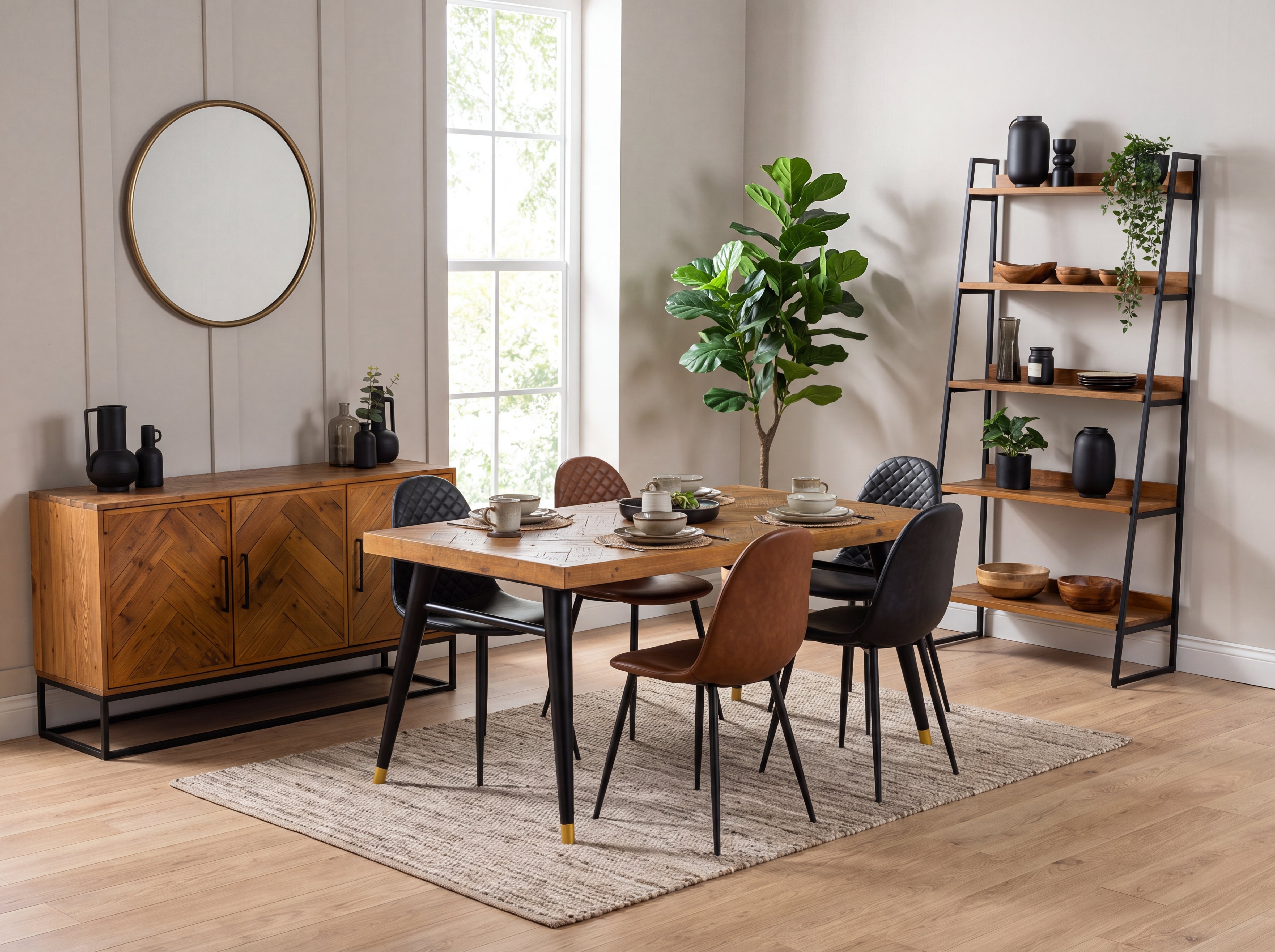 Mode 140-180cm Extendable Dining Table & Grey Dallas Dining Chairs