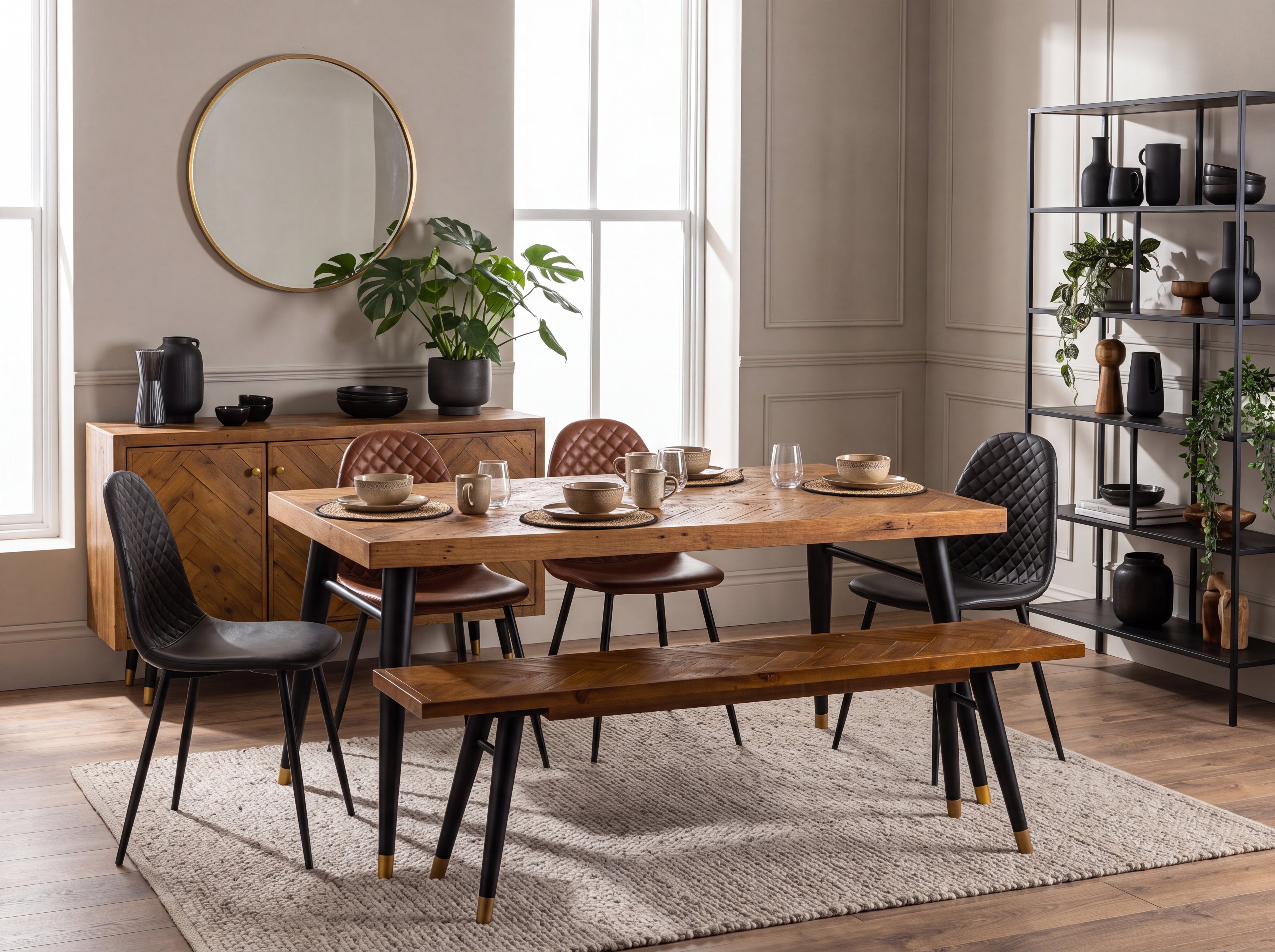 Mode Fixed Top Dining Table (160cm) & Brown Dallas Dining Chairs