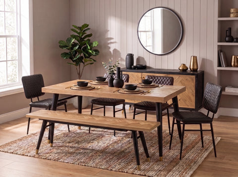Mode Fixed Top Dining Table (180cm) & Grey Houston Dining Chairs