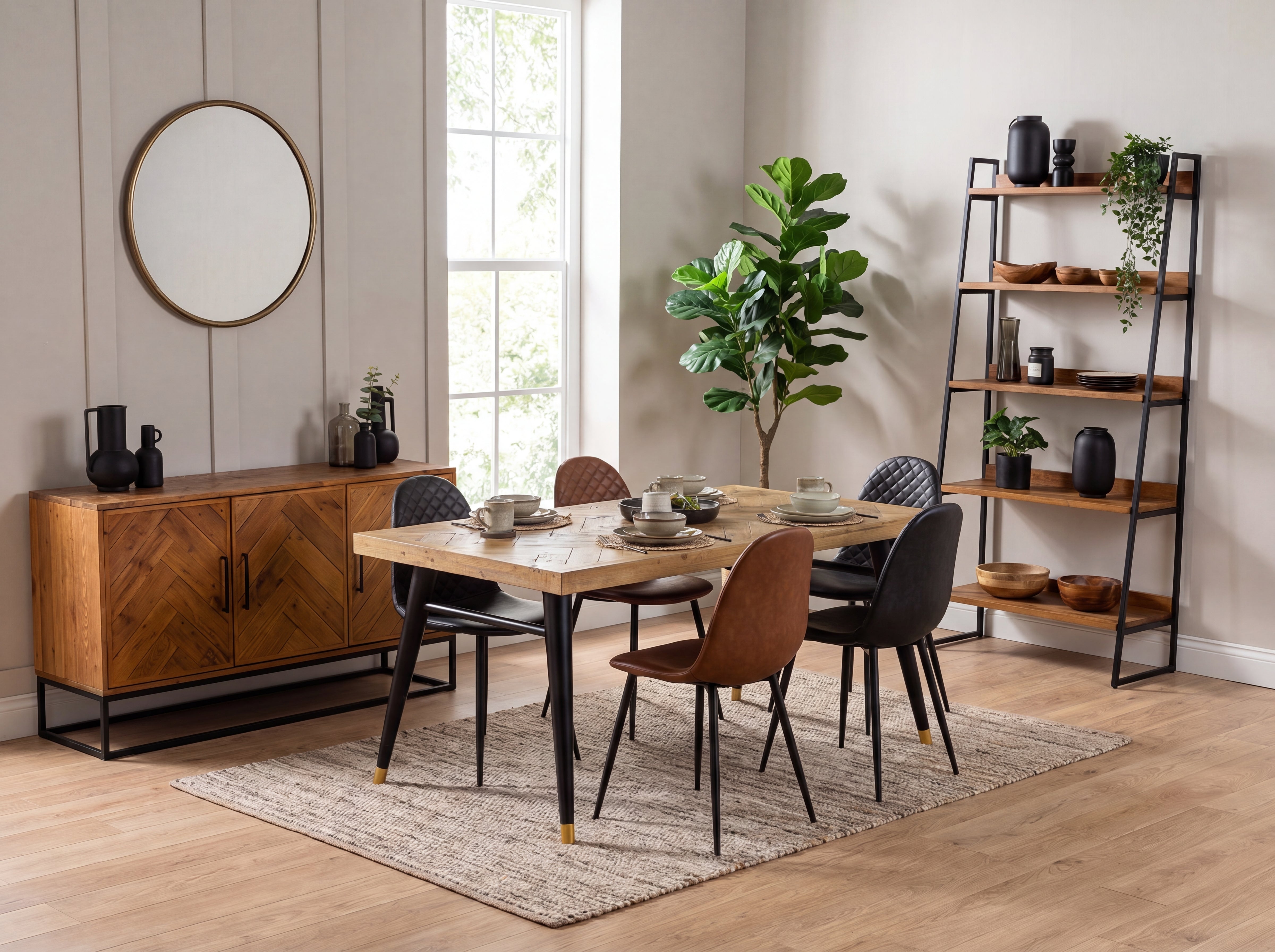 Mode 140-180cm Extendable Dining Table & Grey Dallas Dining Chairs