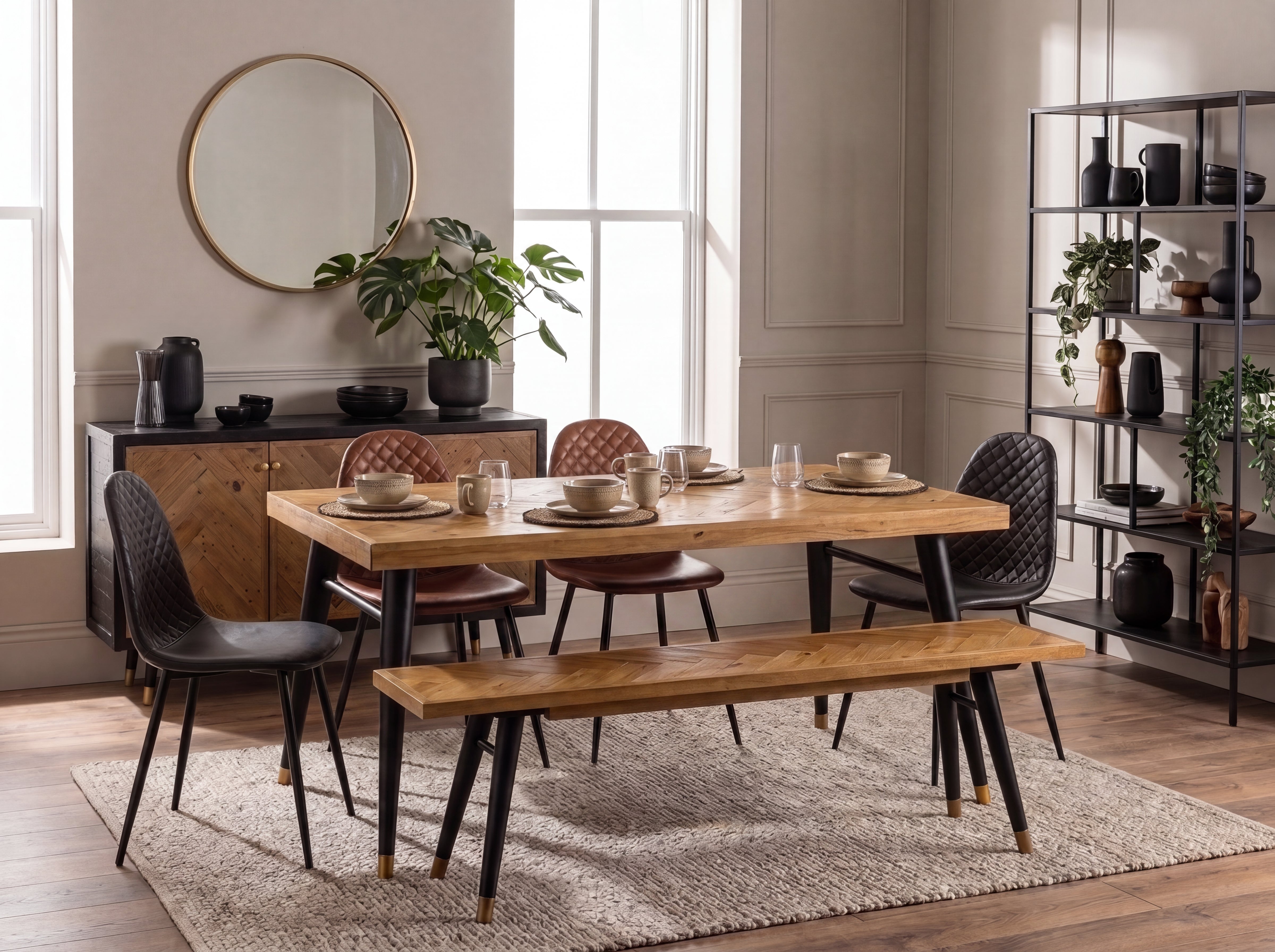 Mode Fixed Top Dining Table (160cm) & Brown Dallas Dining Chairs