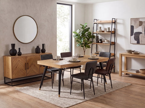 Mode 180-240cm Extendable Dining Table & Brown Houston Dining Chairs