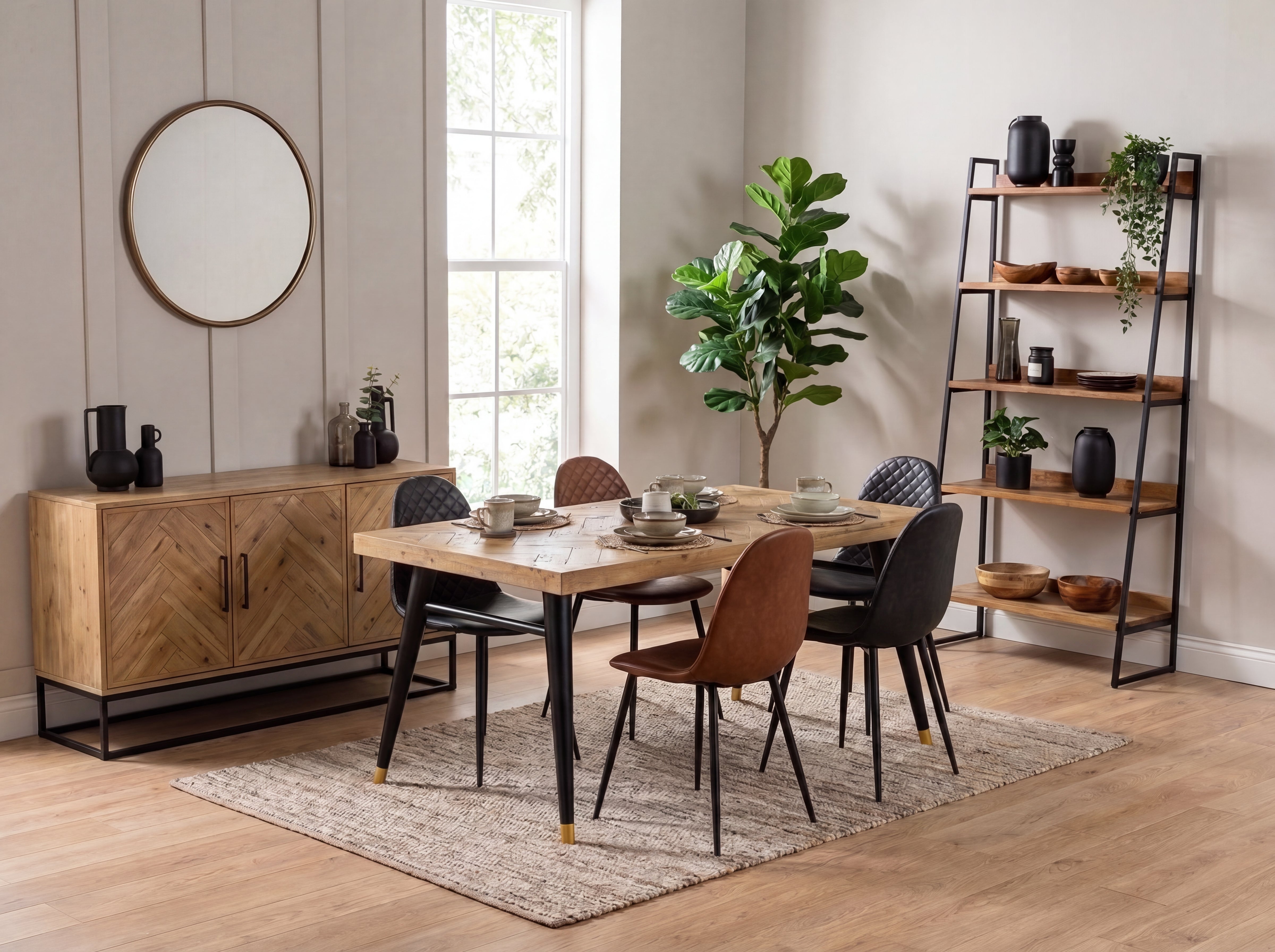 Mode 140-180cm Extendable Dining Table & Grey Dallas Dining Chairs