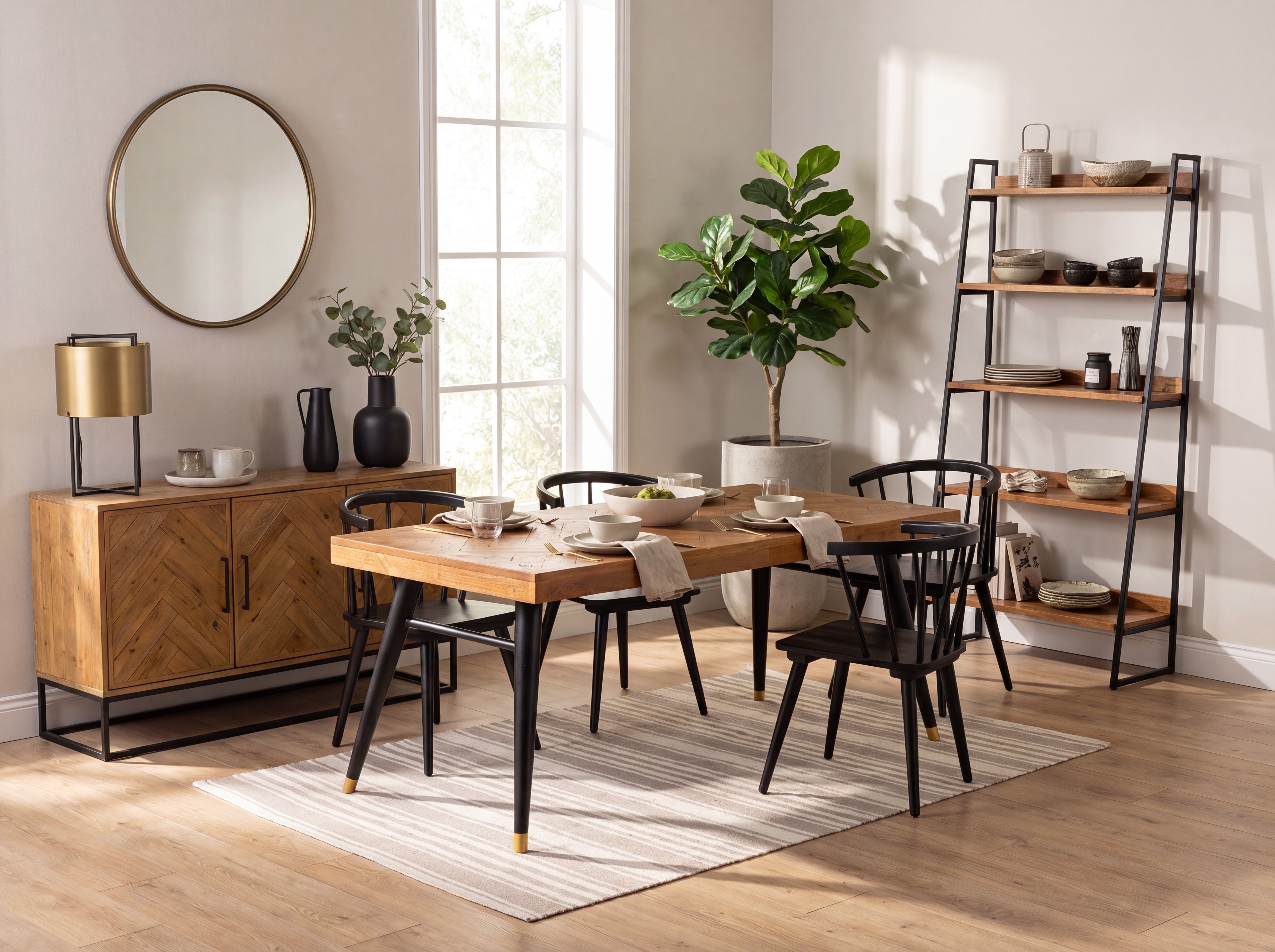 Mode 180-240cm Extendable Dining Table & Bogart Dining Chairs