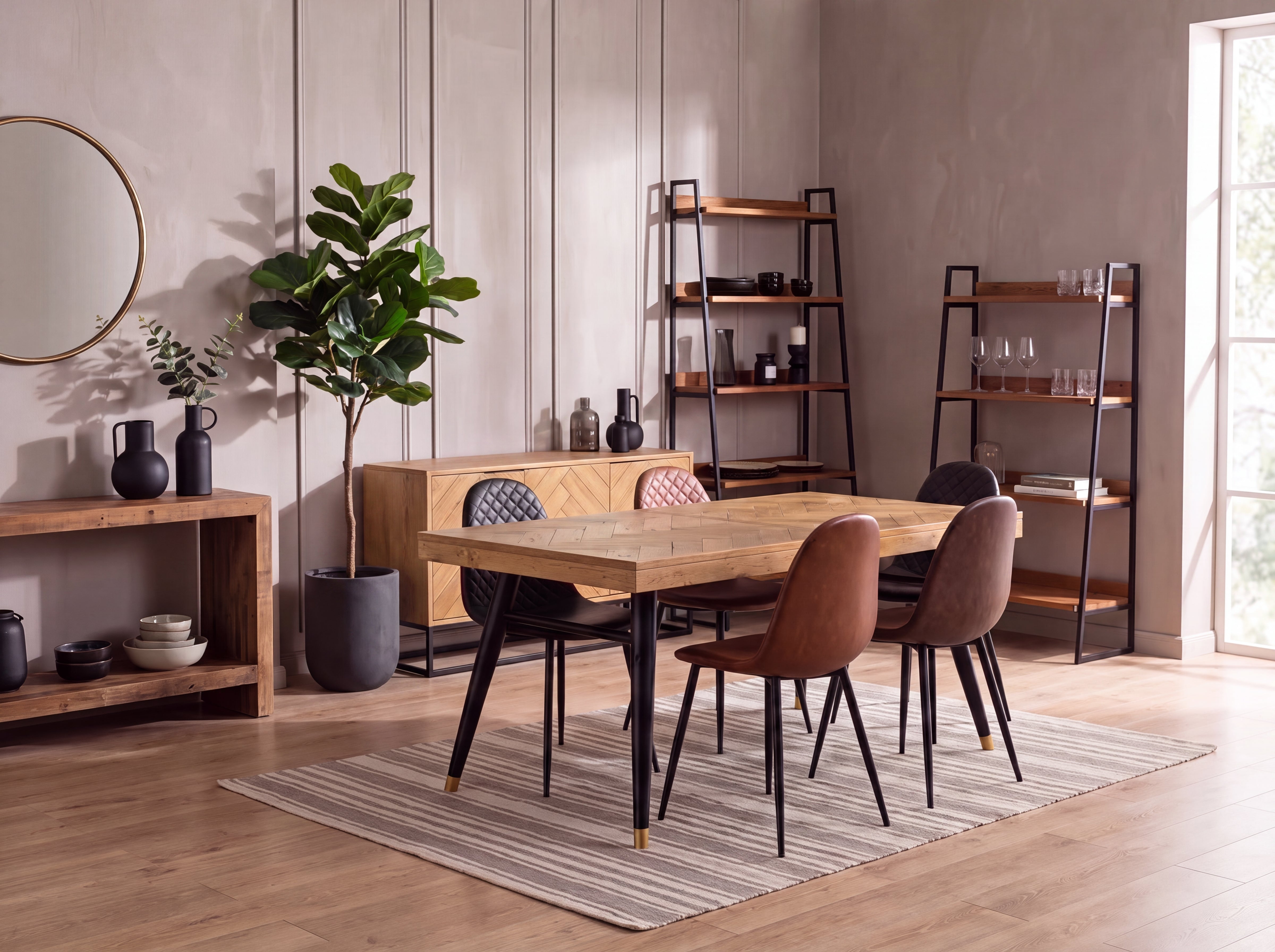 Mode 180-240cm Extendable Dining Table & Grey Dallas Dining Chairs