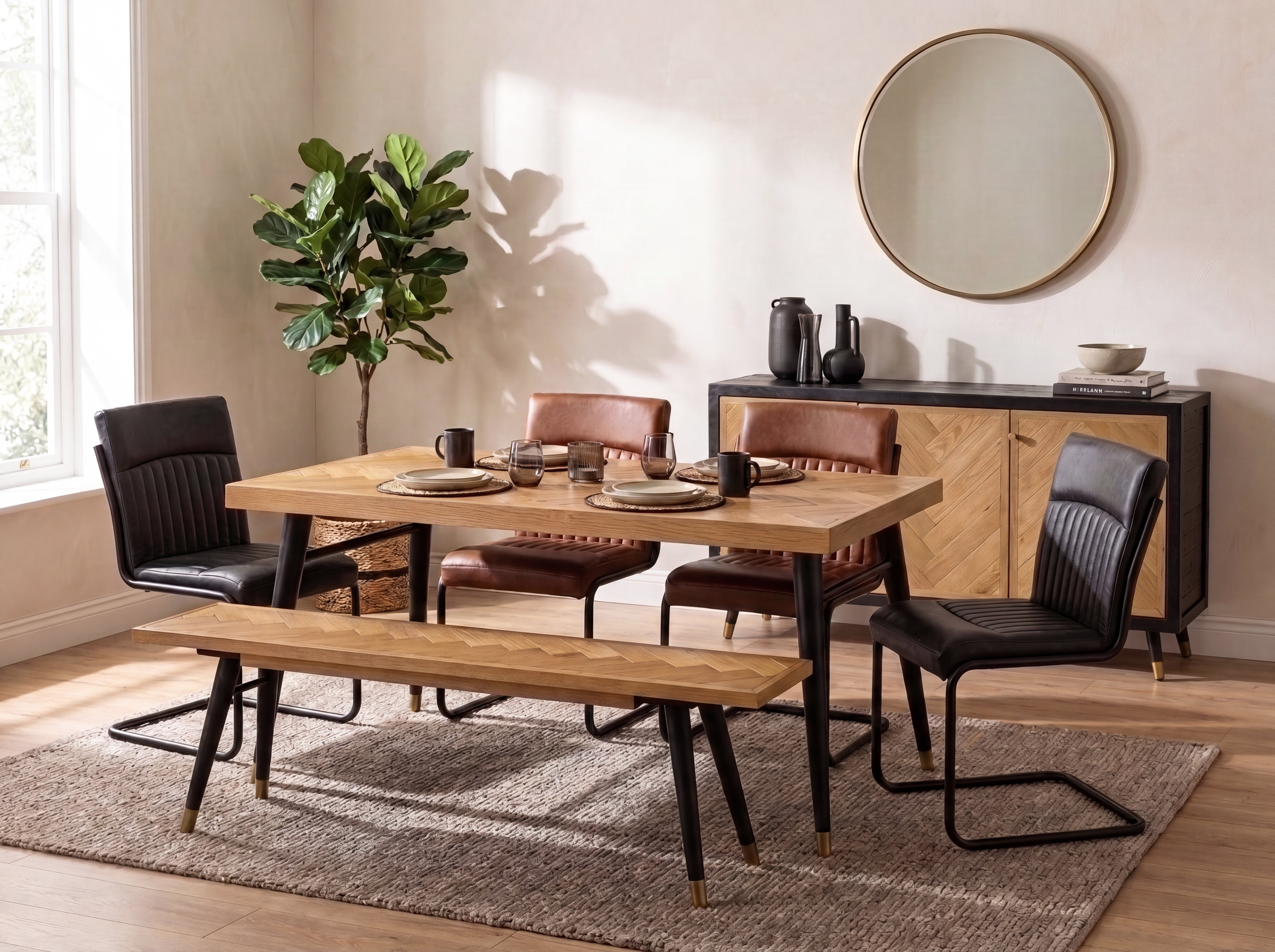 Mode Fixed Top Dining Table (160cm) & Grey Auburn Dining Chairs