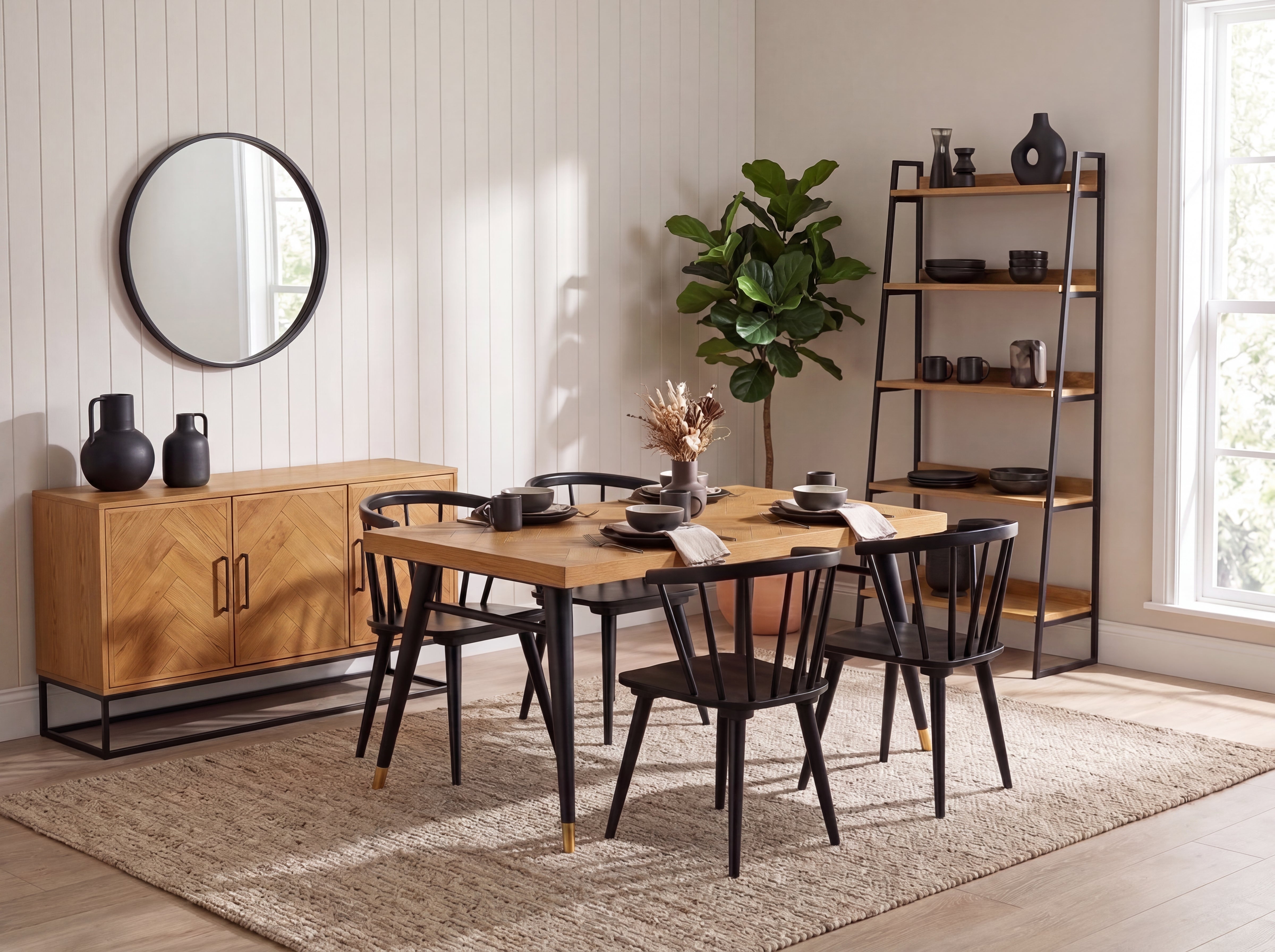 Mode 140-180cm Extendable Dining Table & Bogart Dining Chairs